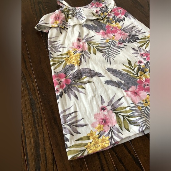 Jessica Simpson Girls 6X Ruffled One-Shoulder White Tropical Palm Dress - VGUC! - Picture 2 of 9